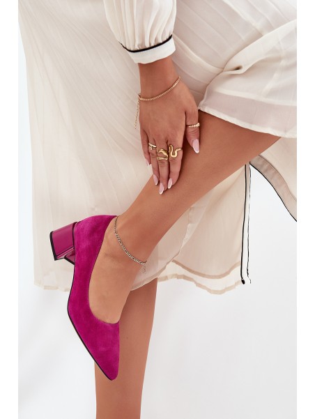 Suede Smooth Court Shoes With Pointed Toes Vinceza 66736 Fuchsia