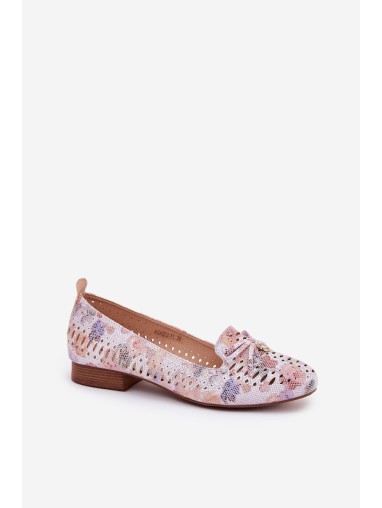 Perforated Ballerinas With Bow In Flowers Eco Suede Multicolor Amepitrea