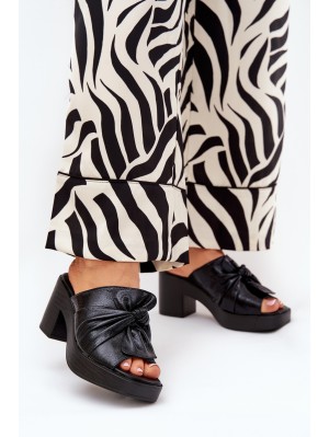 Women's Heeled Sandals Made Of Eco Leather Black Kikilla