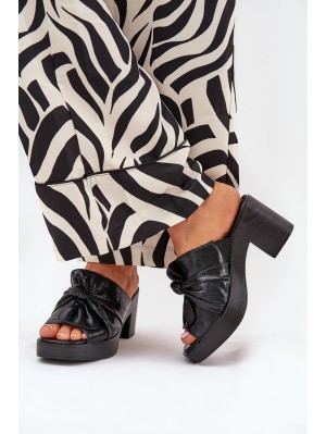 Women's Heeled Sandals Made Of Eco Leather Black Kikilla 2