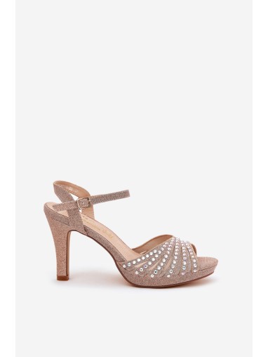 Stiletto Sandals With Decoration And Glitter D&A MR1038-33 Champagne