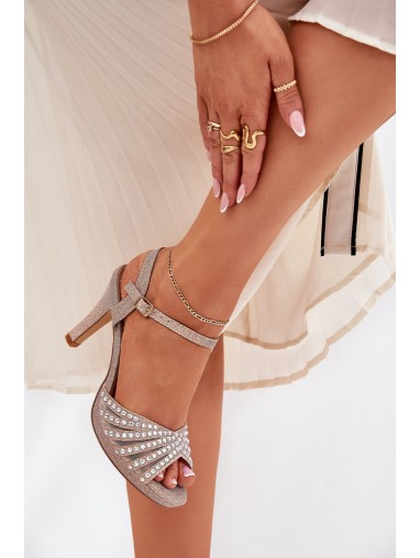 Stiletto Sandals With Decoration And Glitter D&A MR1038-33 Champagne