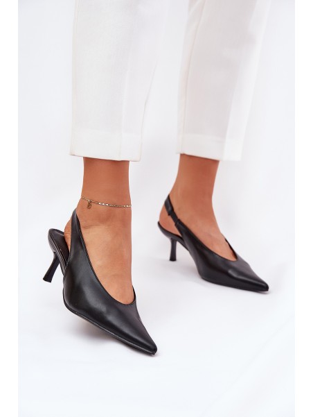 Lacquered High Heels With Open Heel Black Emmizola