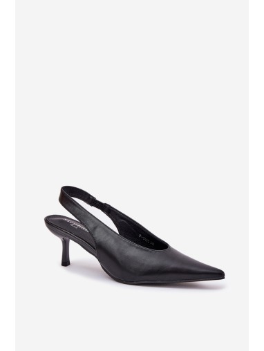 Lacquered High Heels With Open Heel Black Emmizola