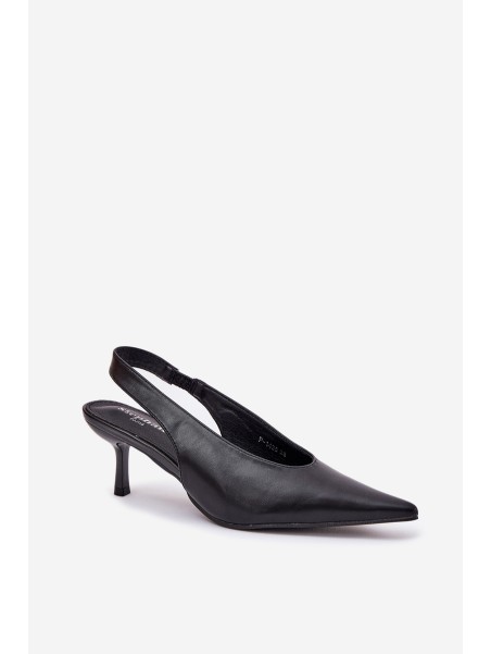 Lacquered High Heels With Open Heel Black Emmizola