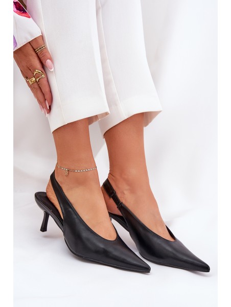 Lacquered High Heels With Open Heel Black Emmizola