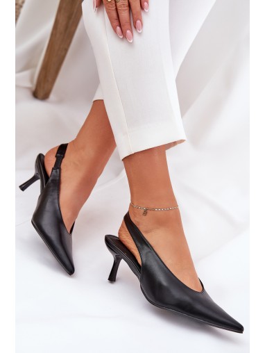 Lacquered High Heels With Open Heel Black Emmizola