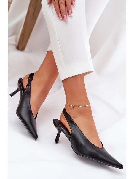 Lacquered High Heels With Open Heel Black Emmizola