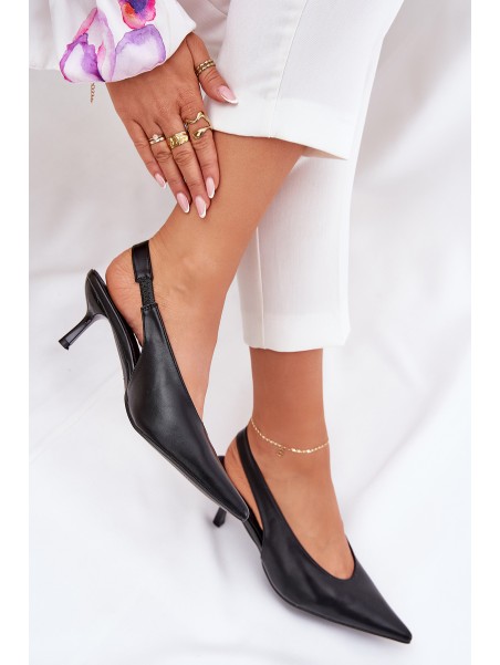 Lacquered High Heels With Open Heel Black Emmizola