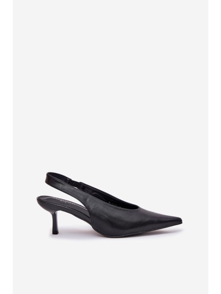 Lacquered High Heels With Open Heel Black Emmizola