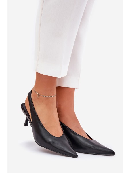 Lacquered High Heels With Open Heel Black Emmizola
