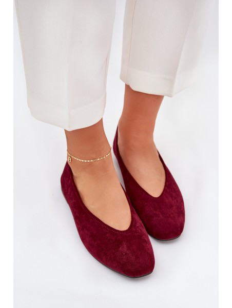 Classic Ballet Flats Made Of Eco Suede Burgundy Osallin