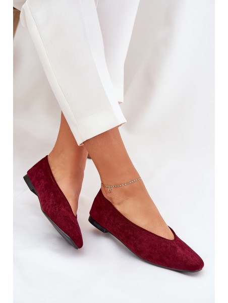 Classic Ballet Flats Made Of Eco Suede Burgundy Osallin