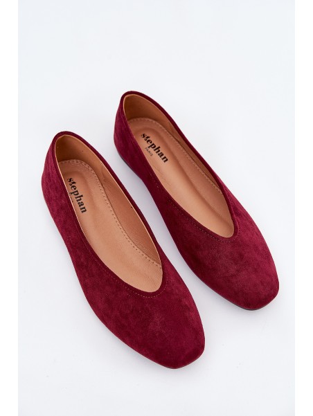 Classic Ballet Flats Made Of Eco Suede Burgundy Osallin