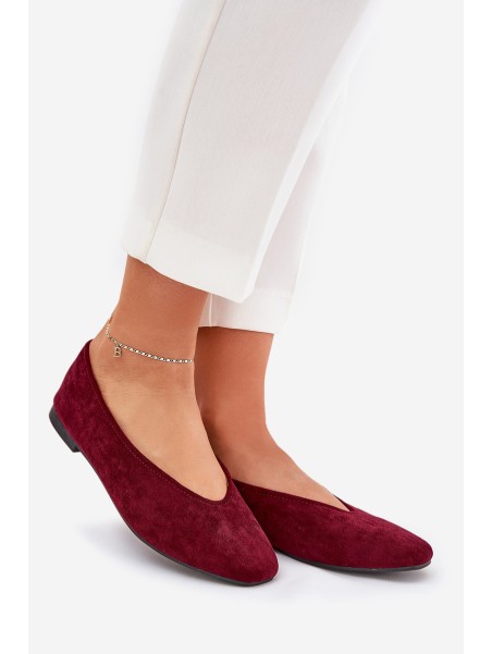 Classic Ballet Flats Made Of Eco Suede Burgundy Osallin