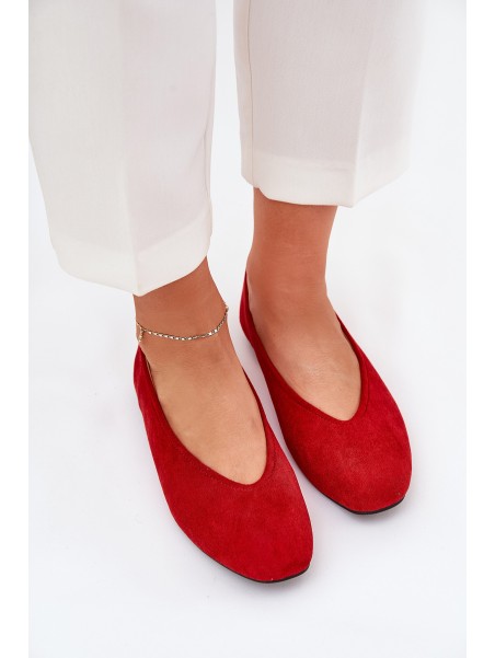 Classic Ballet Flats Made Of Eco Suede Red Osallin