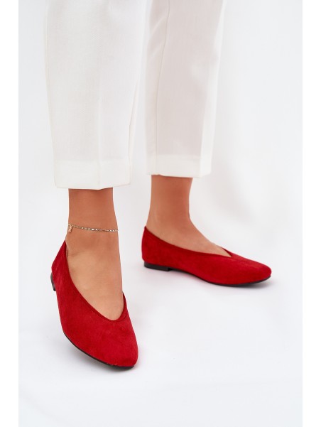 Classic Ballet Flats Made Of Eco Suede Red Osallin