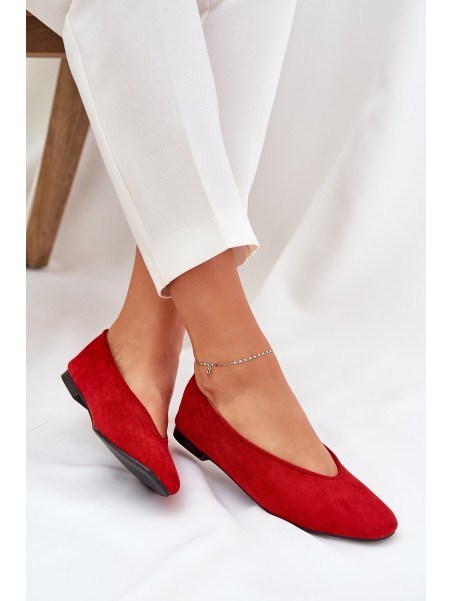 Classic Ballet Flats Made Of Eco Suede Red Osallin