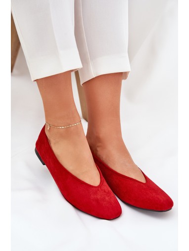Classic Ballet Flats Made Of Eco Suede Red Osallin