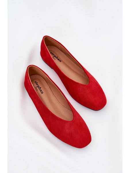 Classic Ballet Flats Made Of Eco Suede Red Osallin