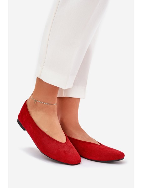 Classic Ballet Flats Made Of Eco Suede Red Osallin
