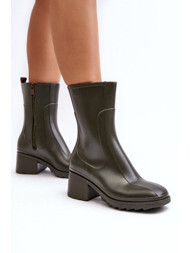 Women's Matte Wellies Boots On Heel Dark Green Bertaida