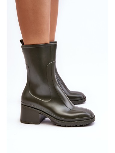 Women's Matte Wellies Boots On Heel Dark Green Bertaida