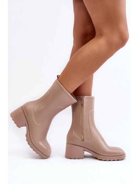 Women's Matte Boots Botki On Heel Beige Bertaida