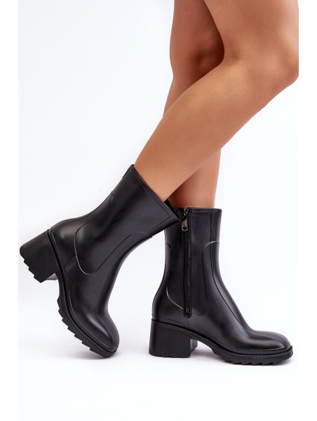 Women's Matte Boots Botki On Heel Black Bertaida