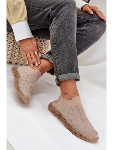 Women's Slip-On Sports Shoes With Decoration D&A TW121 Beige
