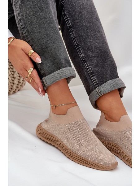Women's Slip-On Sports Shoes With Decoration D&A TW121 Beige