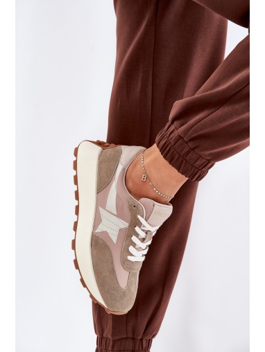 Women's Suede Sports Shoes On Platform Vinceza 66720 Beige