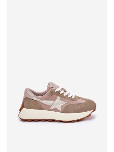 Women's Suede Sports Shoes On Platform Vinceza 66720 Beige