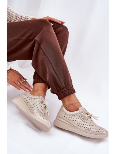 Women's Leather Sports Sneakers Golden Brumia
