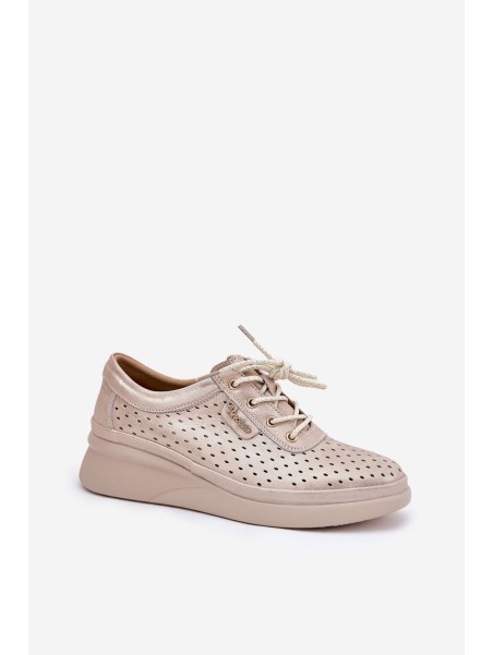 Women's Leather Sports Sneakers Golden Brumia