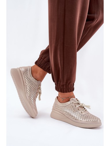 Women's Leather Sports Sneakers Golden Brumia
