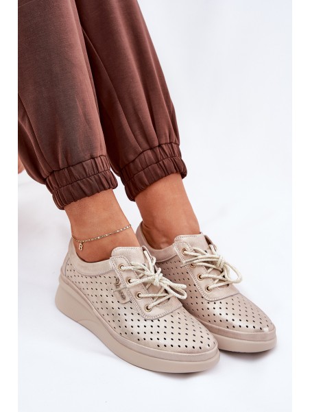 Women's Leather Sports Sneakers Golden Brumia