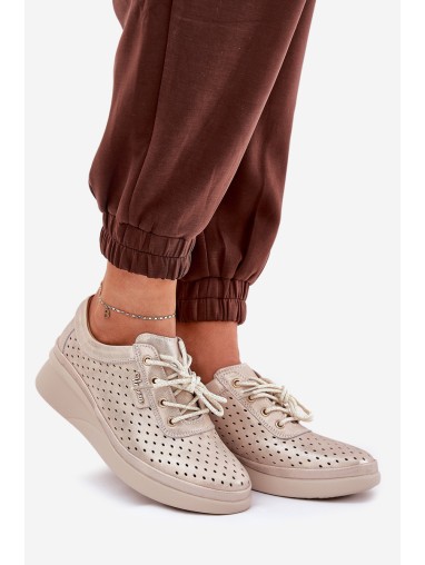 Women's Leather Sports Sneakers Golden Brumia