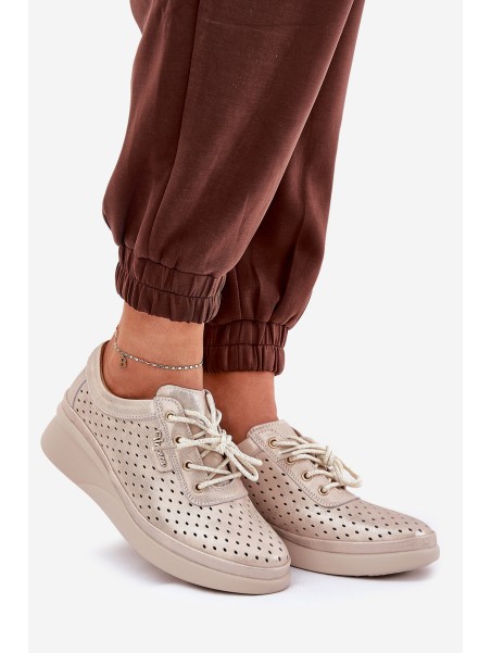 Women's Leather Sports Sneakers Golden Brumia