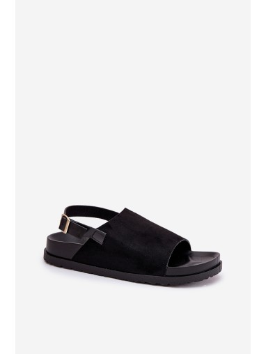 Women's Sandals Made Of Eco Suede On Platform Black Migola