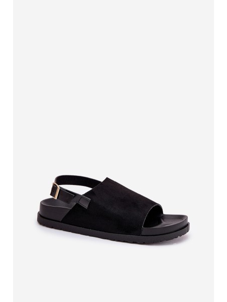 Women's Sandals Made Of Eco Suede On Platform Black Migola