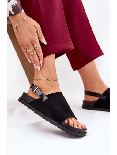 Women's Sandals Made Of Eco Suede On Platform Black Migola