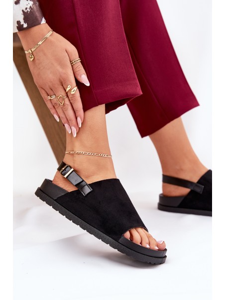 Women's Sandals Made Of Eco Suede On Platform Black Migola
