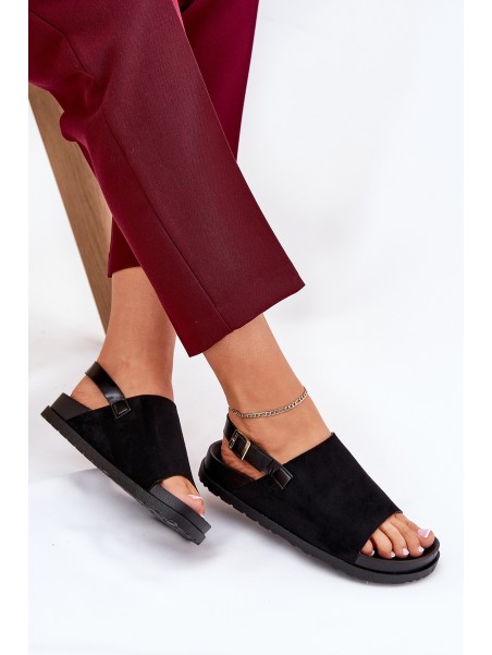 Women's Sandals Made Of Eco Suede On Platform Black Migola
