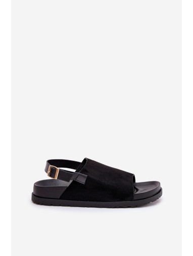 Women's Sandals Made Of Eco Suede On Platform Black Migola