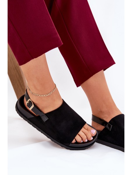Women's Sandals Made Of Eco Suede On Platform Black Migola