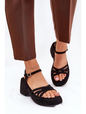 Platform And Wedge Sandals Made Of Eco Suede Black Nendal