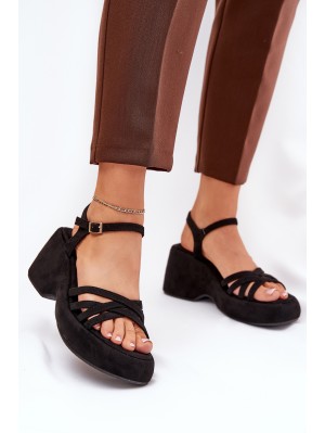 Platform And Wedge Sandals Made Of Eco Suede Black Nendal 2