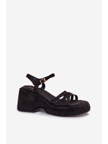Platform And Wedge Sandals Made Of Eco Suede Black Nendal