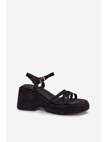 Platform And Wedge Sandals Made Of Eco Suede Black Nendal